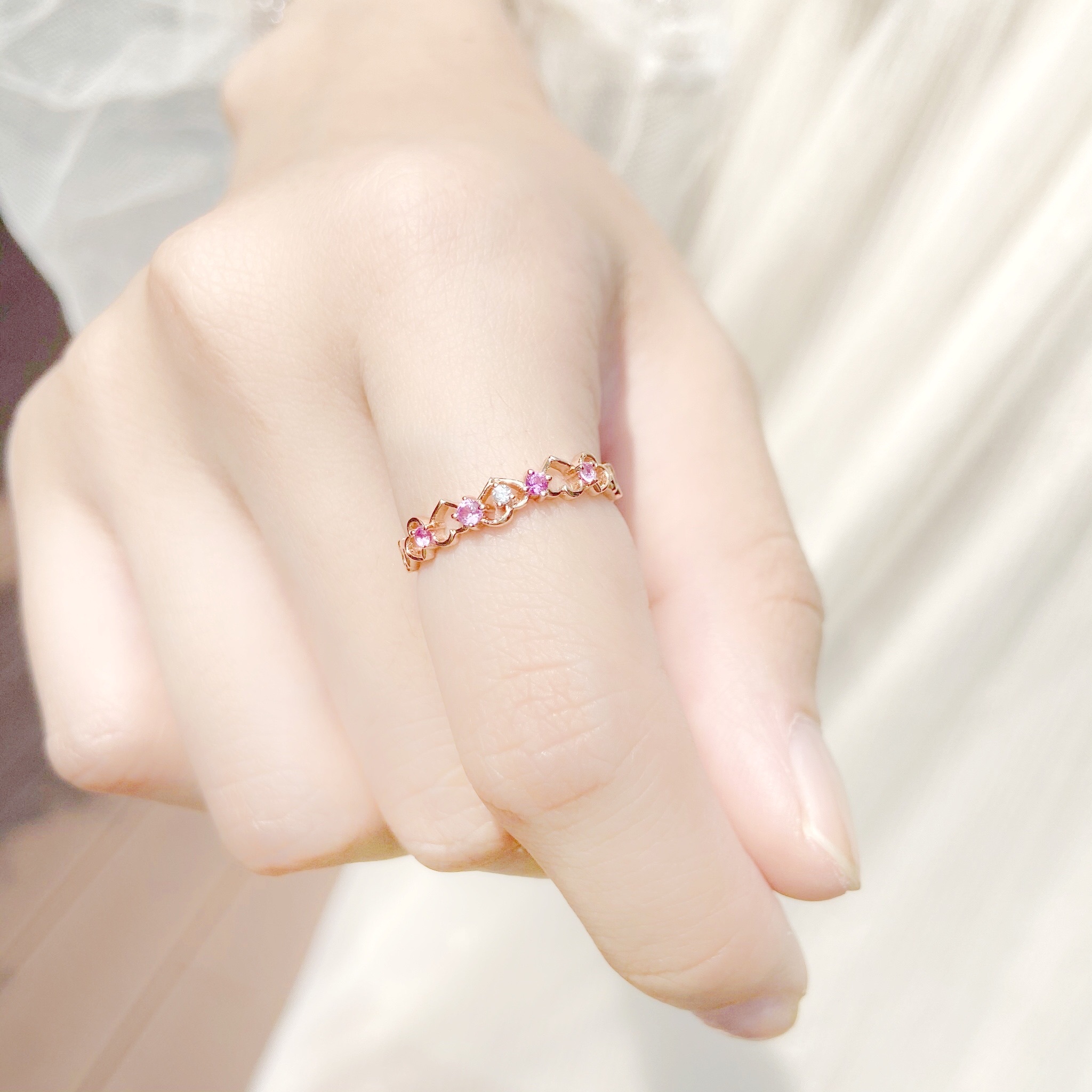 | 925純銀・厚鍍玫瑰金 | 繾綣心心戒指 | RI0216 |