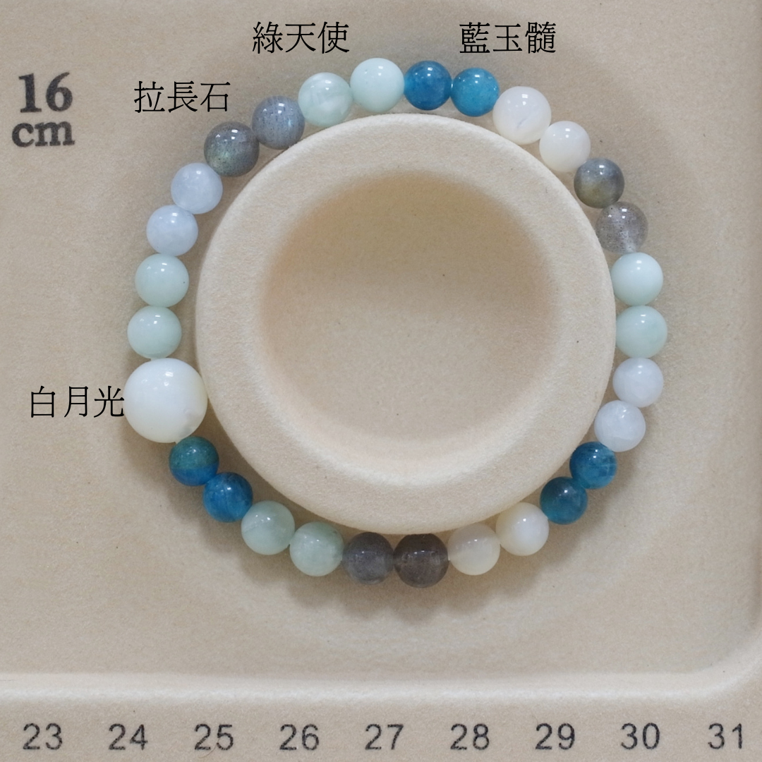 B083藍玉髓/綠天使/拉長石/白月光/能量石/珠寶/飾品/純手工/純天然/療癒/冥想/凈化/護身符/健康運