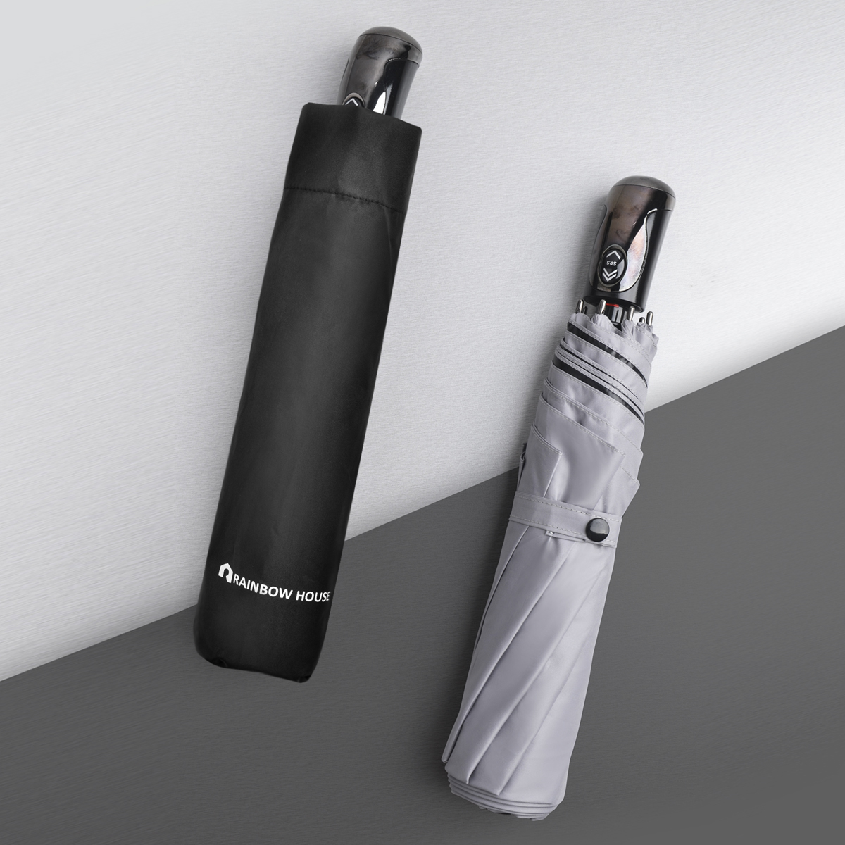 品牌自動傘．沉穩黑/時尚灰(安全開收/超大傘面/防風/防曬/抗UV)