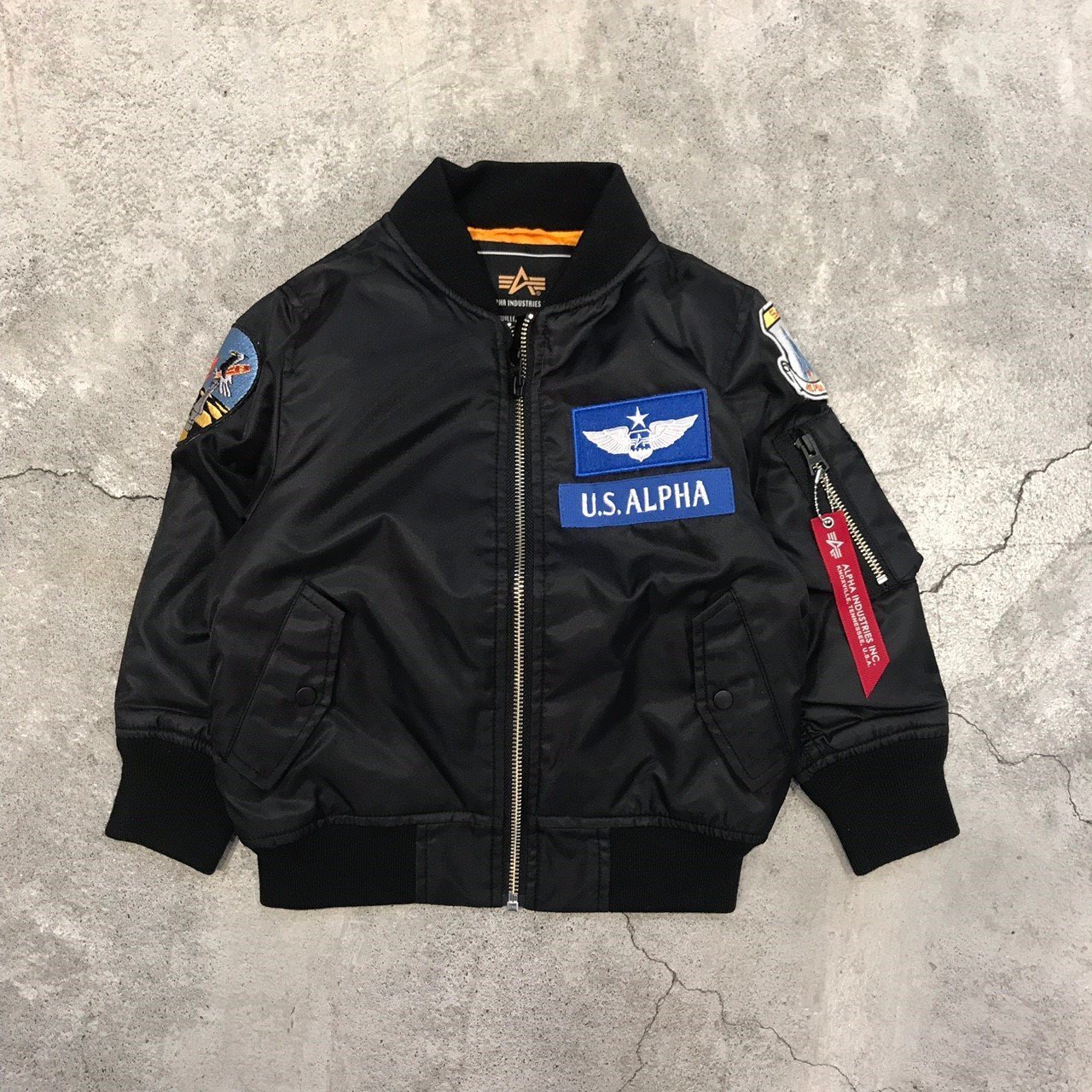 車庫服飾】日版ALPHA INDUSTRIES KIDS MA-1 兒童飛行員外套黑色100CM