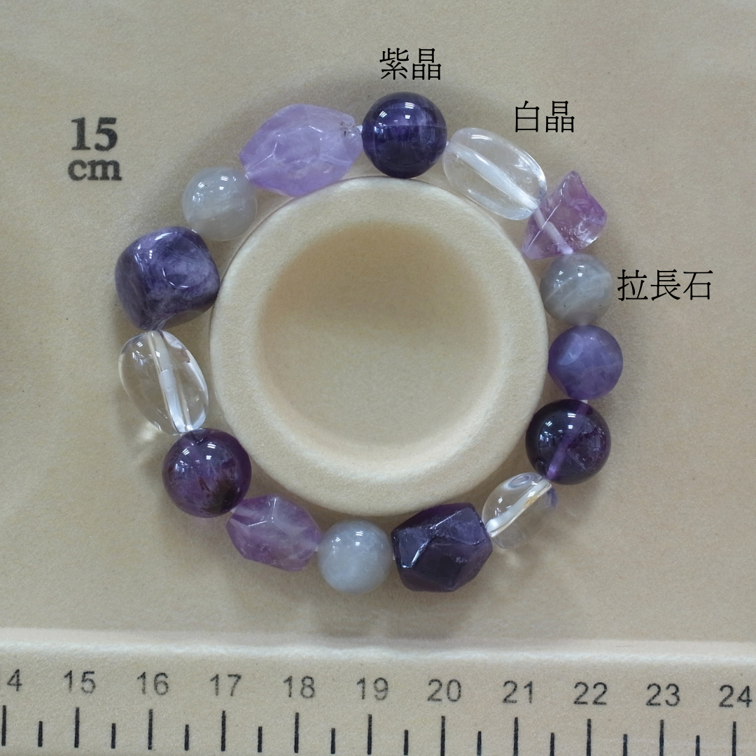 B093紫晶/白晶/拉長石/能量石/珠寶/飾品/純手工/純天然/療癒/冥想/凈化/護身符/健康運