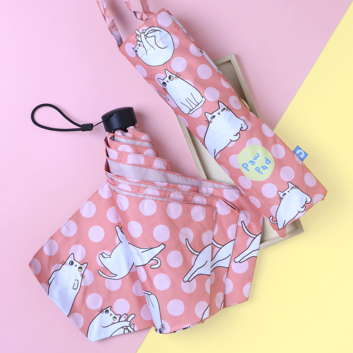 Rainbow House 晴雨傘 肉肉的姿態 防風 防曬 大傘面 貓咪 肉球 插畫家 提袋式傘袋