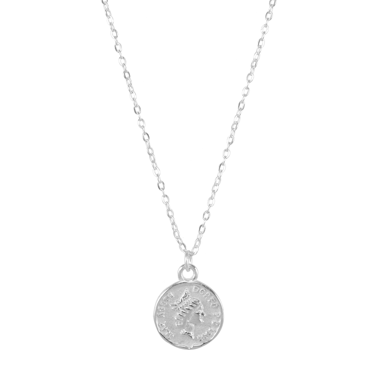 純銀項鍊，女士項鍊 英式復古硬幣；伊莉莎白二世 1988年（1556銀色）