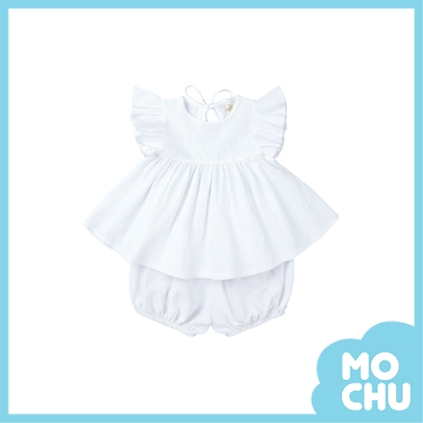 (73cm現貨)純色飛袖上衣＋屁屁褲套裝