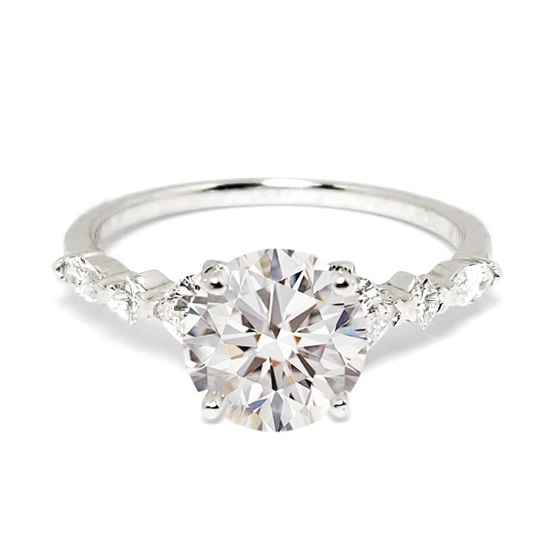 18K 白金 Fancy Five 鑽石戒指托