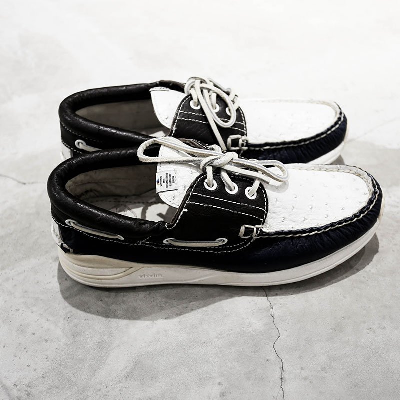 【車庫服飾】VISVIM 2011 台拍唯一 Hockney Folk 高級駝鳥皮 藍白咖啡 帆船鞋