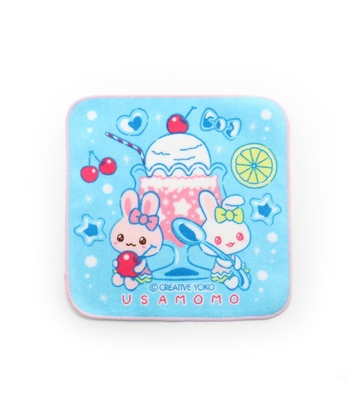 Usamomo 萌兔桃桃 -毛巾 小方巾 蘇打汽水