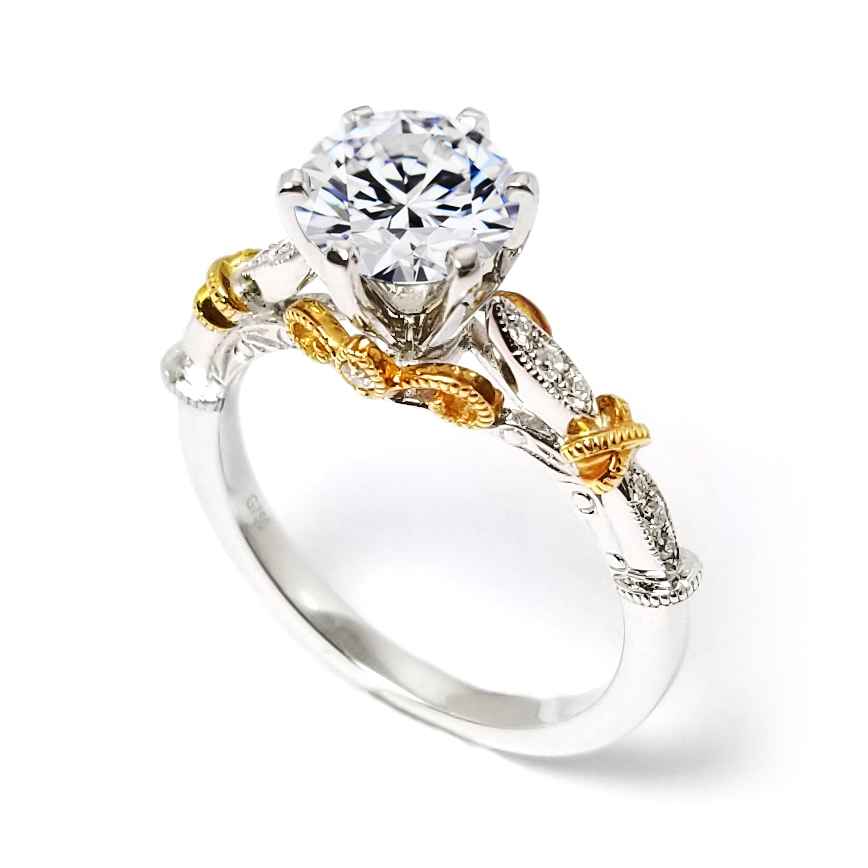 18K白 / 黃金天然鑽石戒指托 (RS22RY22213A)