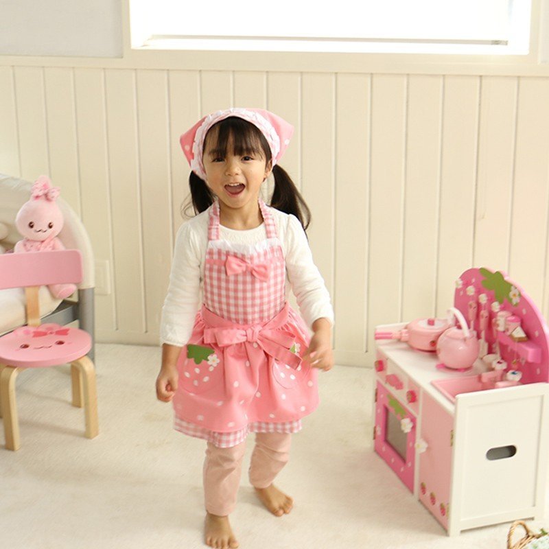 Mother Garden兒童圍裙-粉嫩草莓 110cm