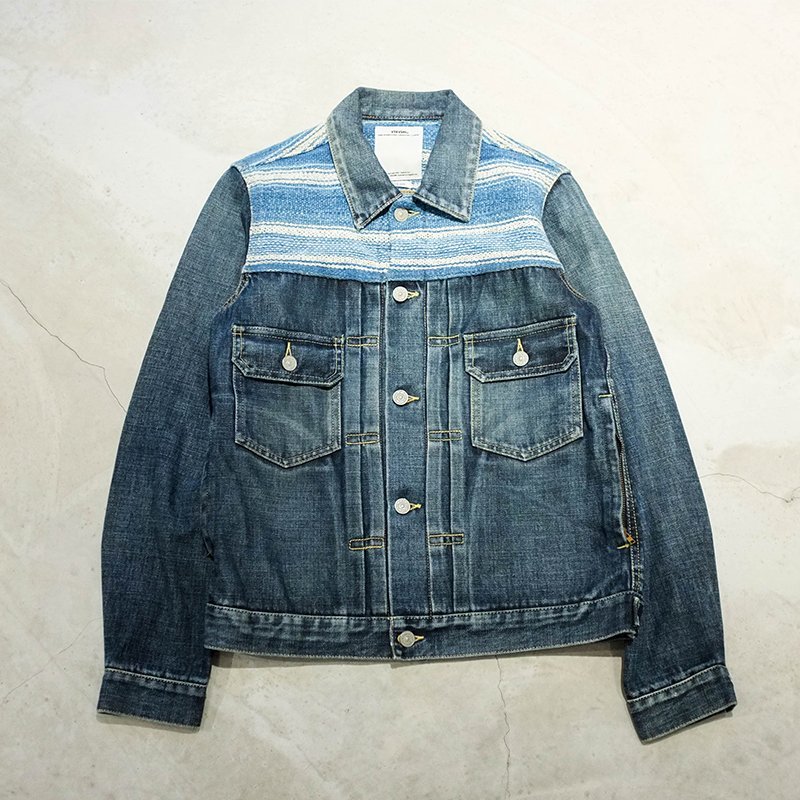 【車庫服飾】VISVIM 極新絕版SS 101 JKT DMGD(BORDER) INDIGO 拼老布牛仔外套余文樂