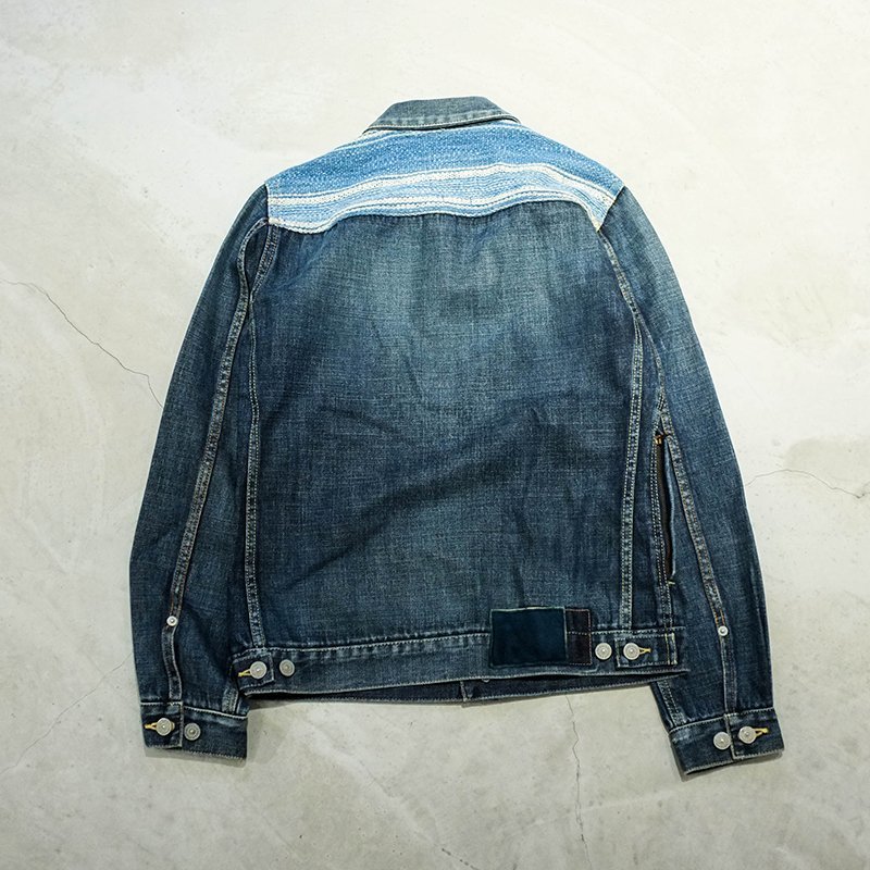【車庫服飾】VISVIM 極新絕版SS 101 JKT DMGD(BORDER) INDIGO 拼老布牛仔外套余文樂