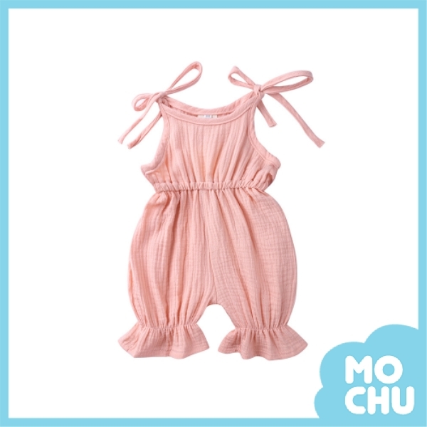 綁帶棉麻縮腰連身褲(六色)