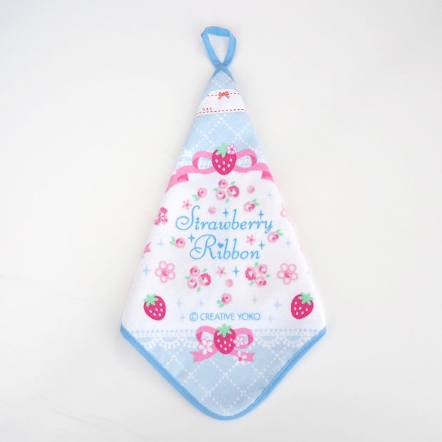 Mother Garden掛式擦手巾-草莓蝴蝶結 藍白