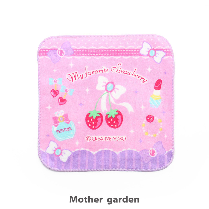 Mother Garden 小方巾 美妝 草莓滿版 粉、藍 化妝品花紋