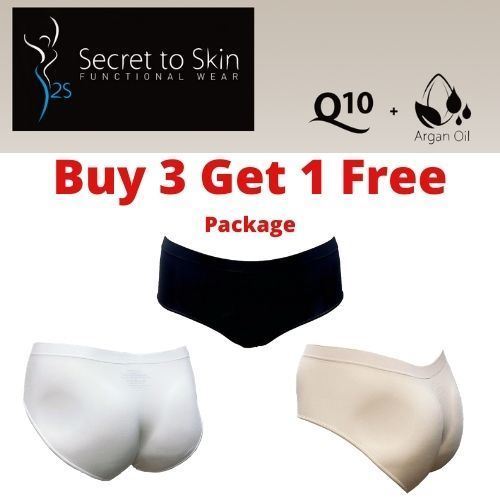 *買3送1優惠* Secret to Skin 銀元素抗菌Q10堅果油潤膚內褲 ( 黑色, 皮膚色, 白色)