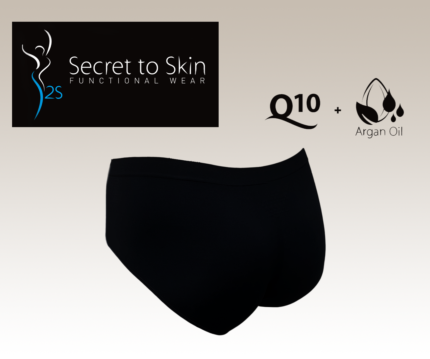Secret to Skin 銀元素抗菌Q10堅果油潤膚內褲 (黑色)