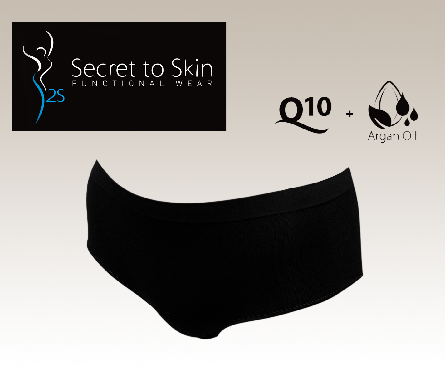 Secret to Skin 銀元素抗菌Q10堅果油潤膚內褲 (黑色)