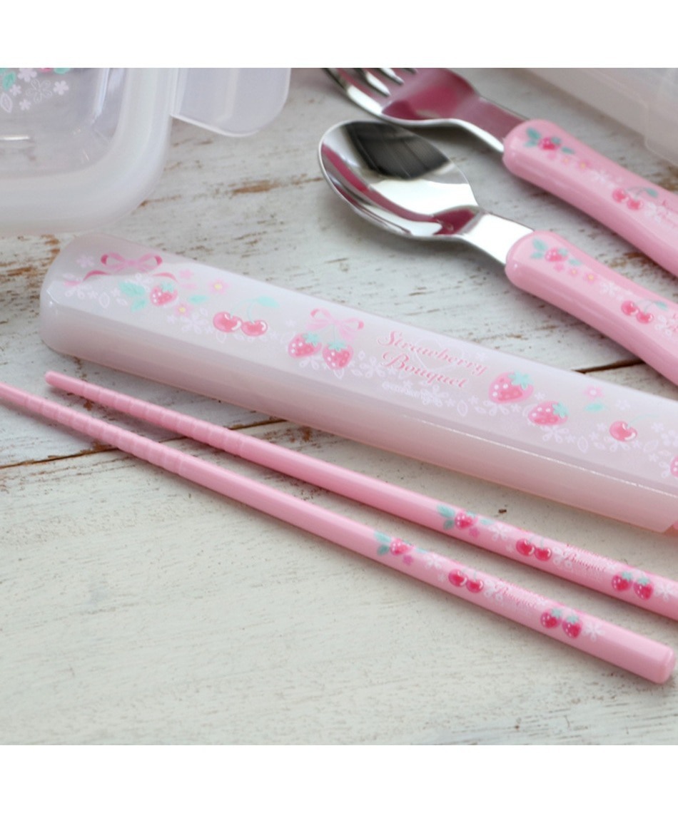 Mother Garden筷子-草莓蝴蝶結 粉 附盒