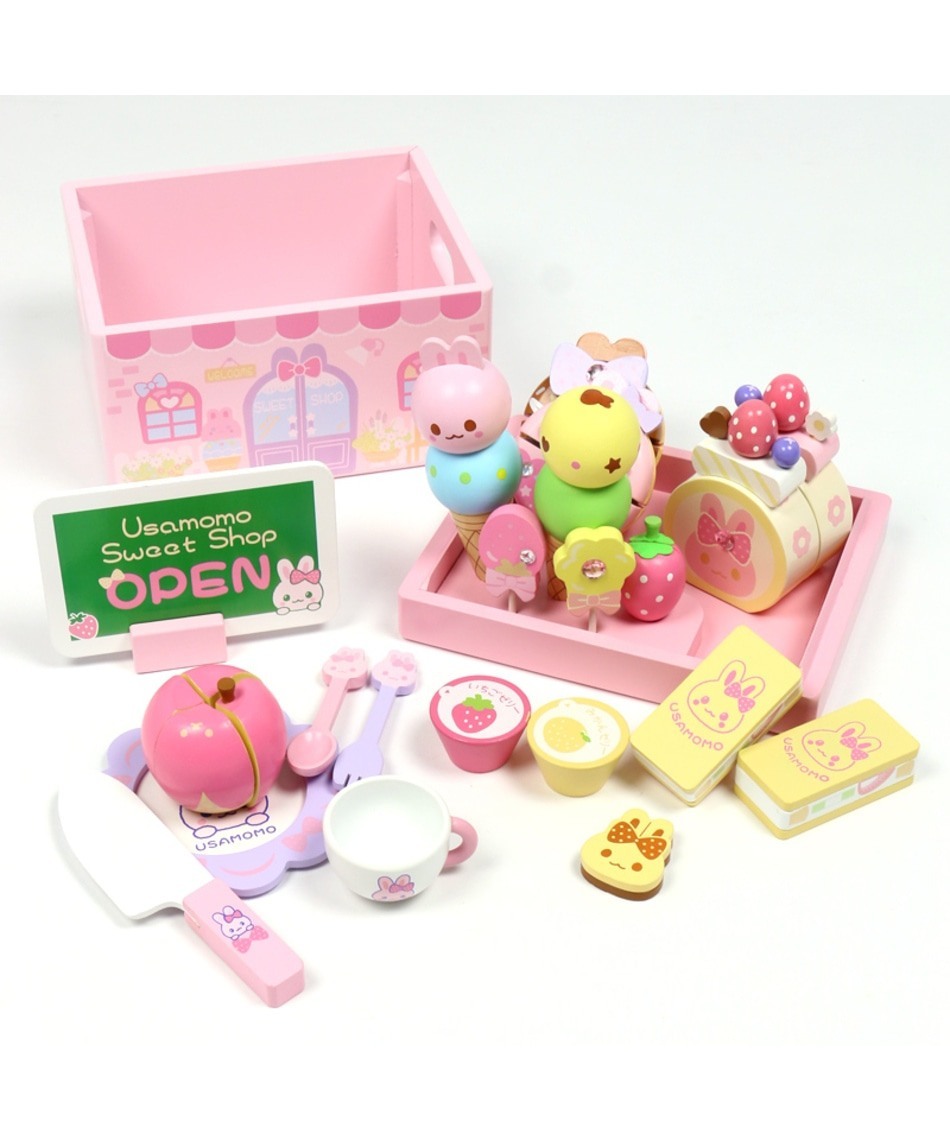 Usamomo 萌兔桃桃 木製家家酒玩具 甜點店-Sweet Shop