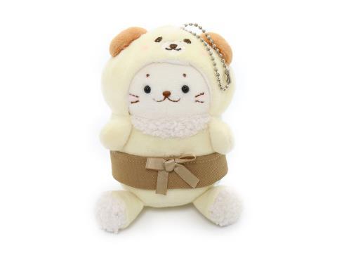 Sirotan 絨毛鑰匙圈-咖啡熊 白