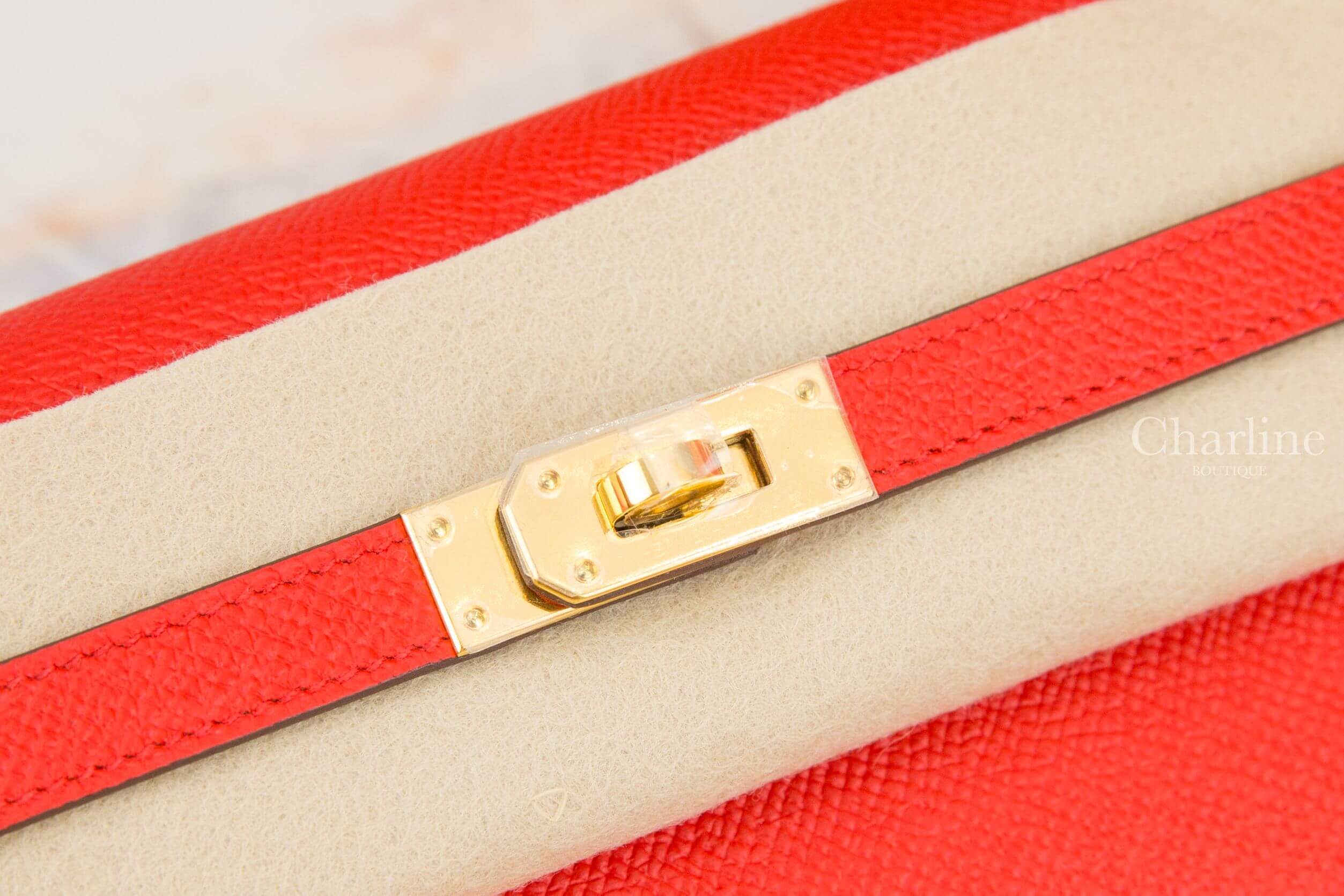 Hermès Kelly Classique To Go Wallet S3 Rouge de Coeur / I6 Rose Extreme Epsom 心紅色拼玫瑰桃粉色內裡金釦凱莉肩背包
