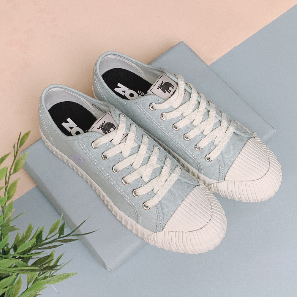 【惜福商品$699】moz瑞典 駝鹿綁帶式帆布餅乾鞋(寶寶藍)