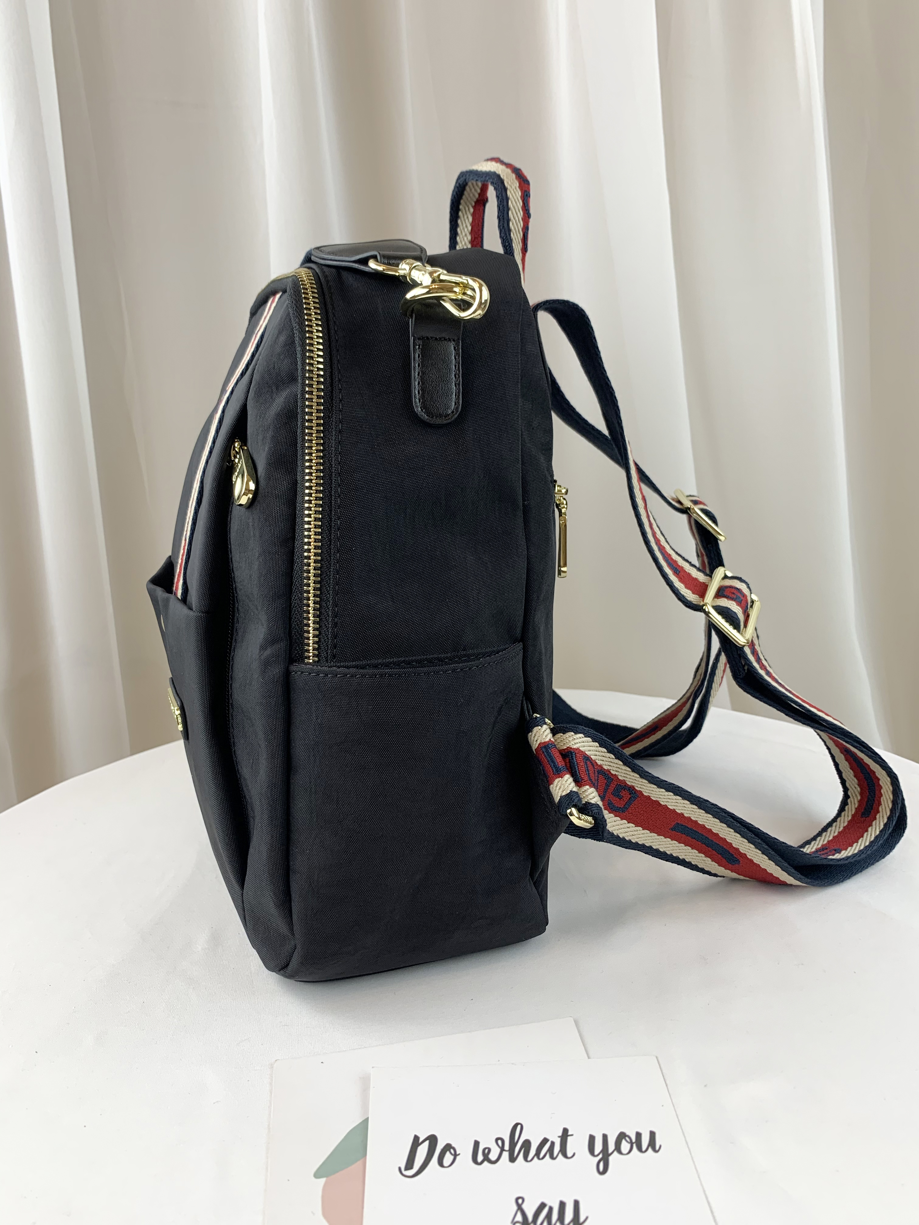 GOODS 織帶黑 防潑水後背包 / 側背包 附小熊吊飾 #2743