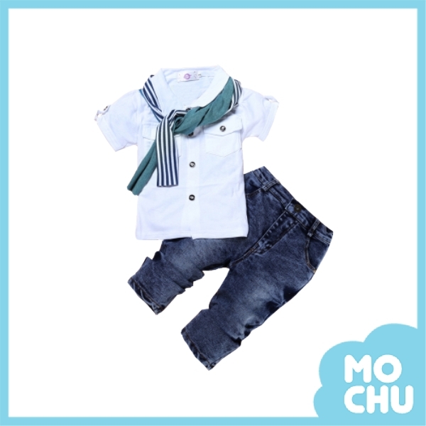 率性圍巾牛仔套裝