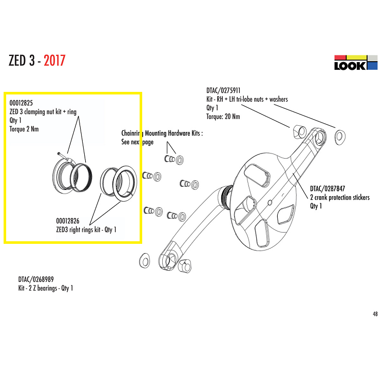 Look Parts ZED3 Bottom Bracket Expansion Ring set #12825 &12826