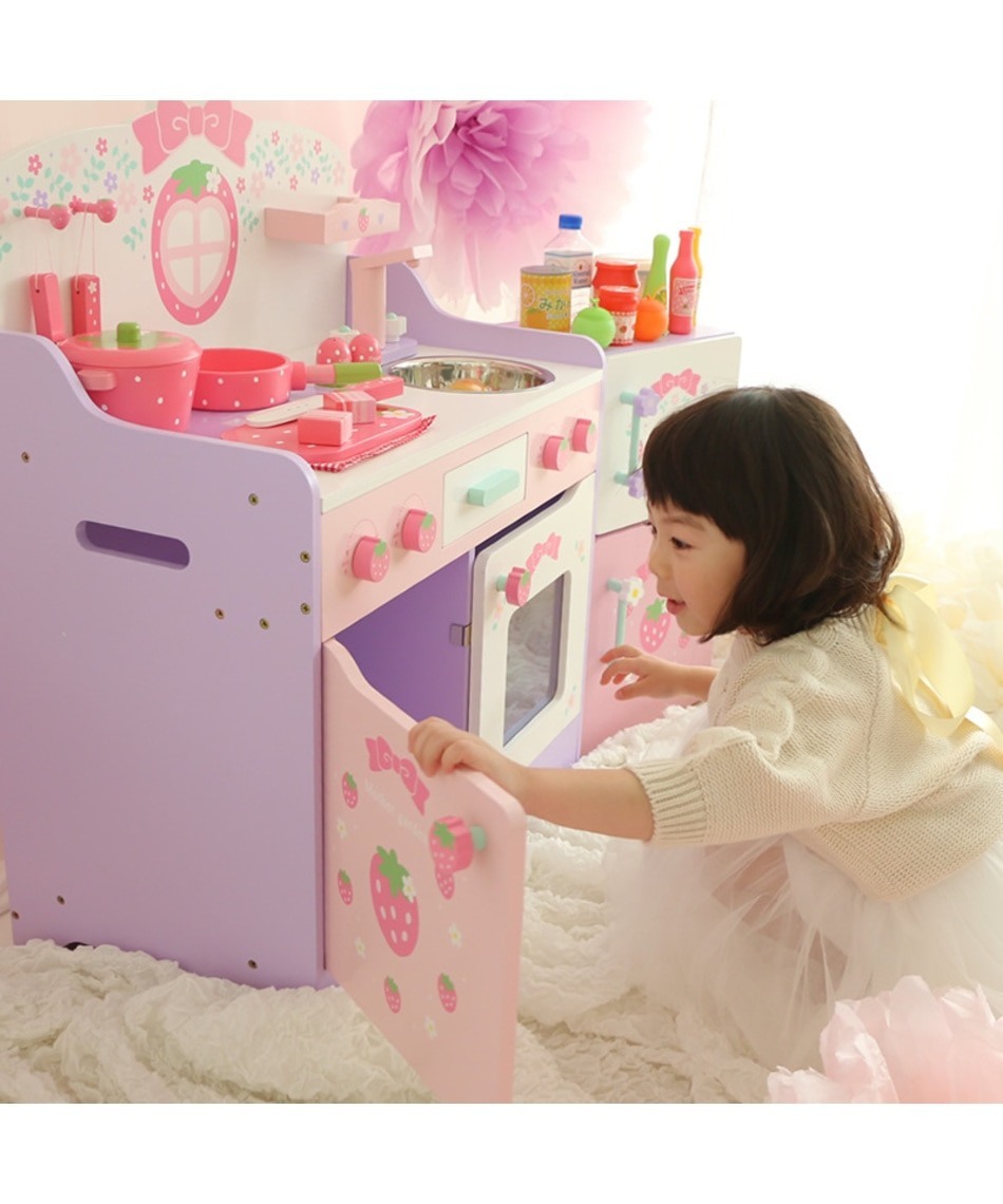 Mother Garden木製家家酒玩具第一品牌 廚具-花漾廚房組 粉嫩