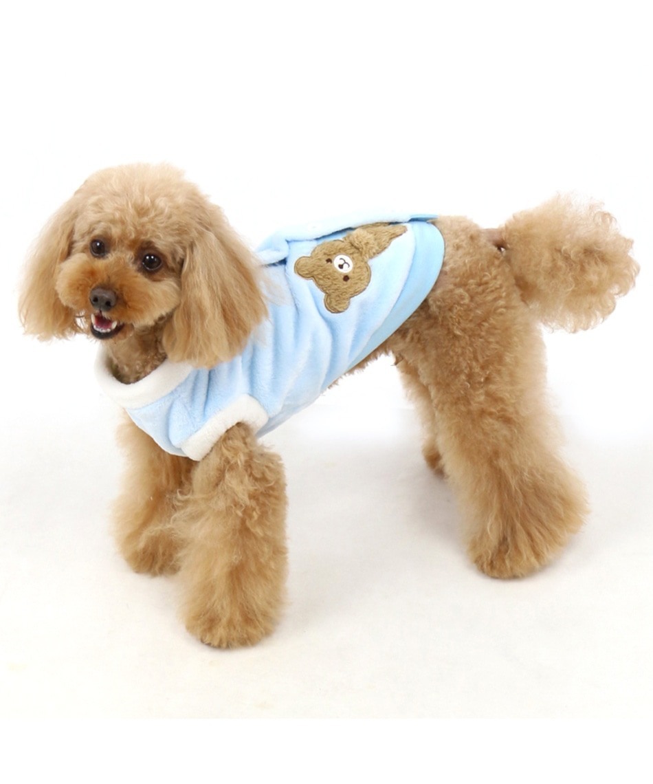 【PET PARADISE】 寵物衣服-保暖後背開背心 小熊躲 藍 4S
