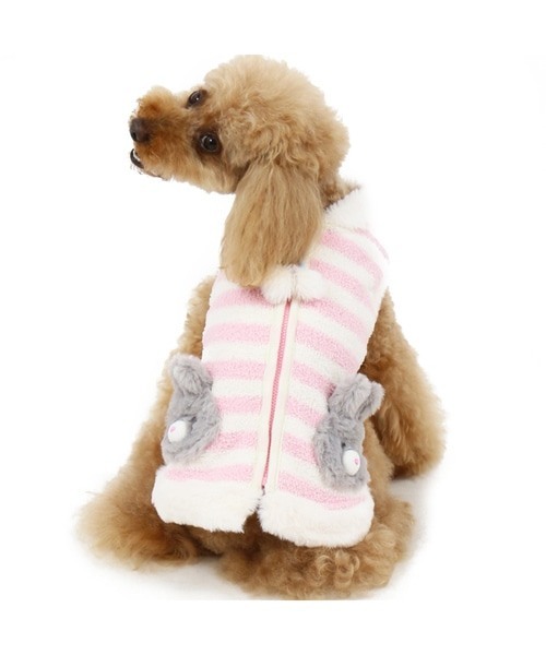 【PET PARADISE】 寵物衣服-保暖後背開背心 橫條紋小兔 粉 4S、SS