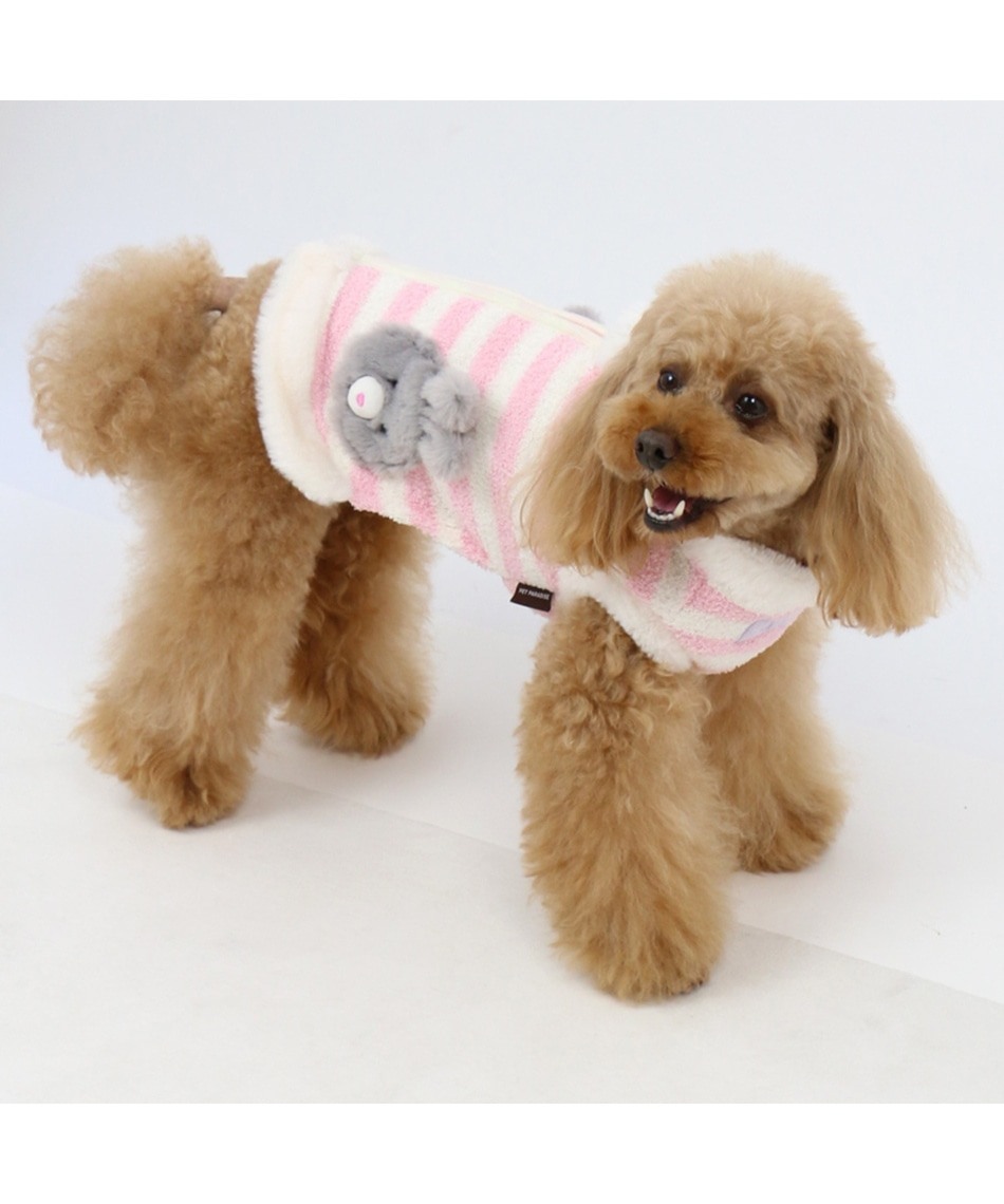 【PET PARADISE】 寵物衣服-保暖後背開背心 橫條紋小兔 粉 4S、SS