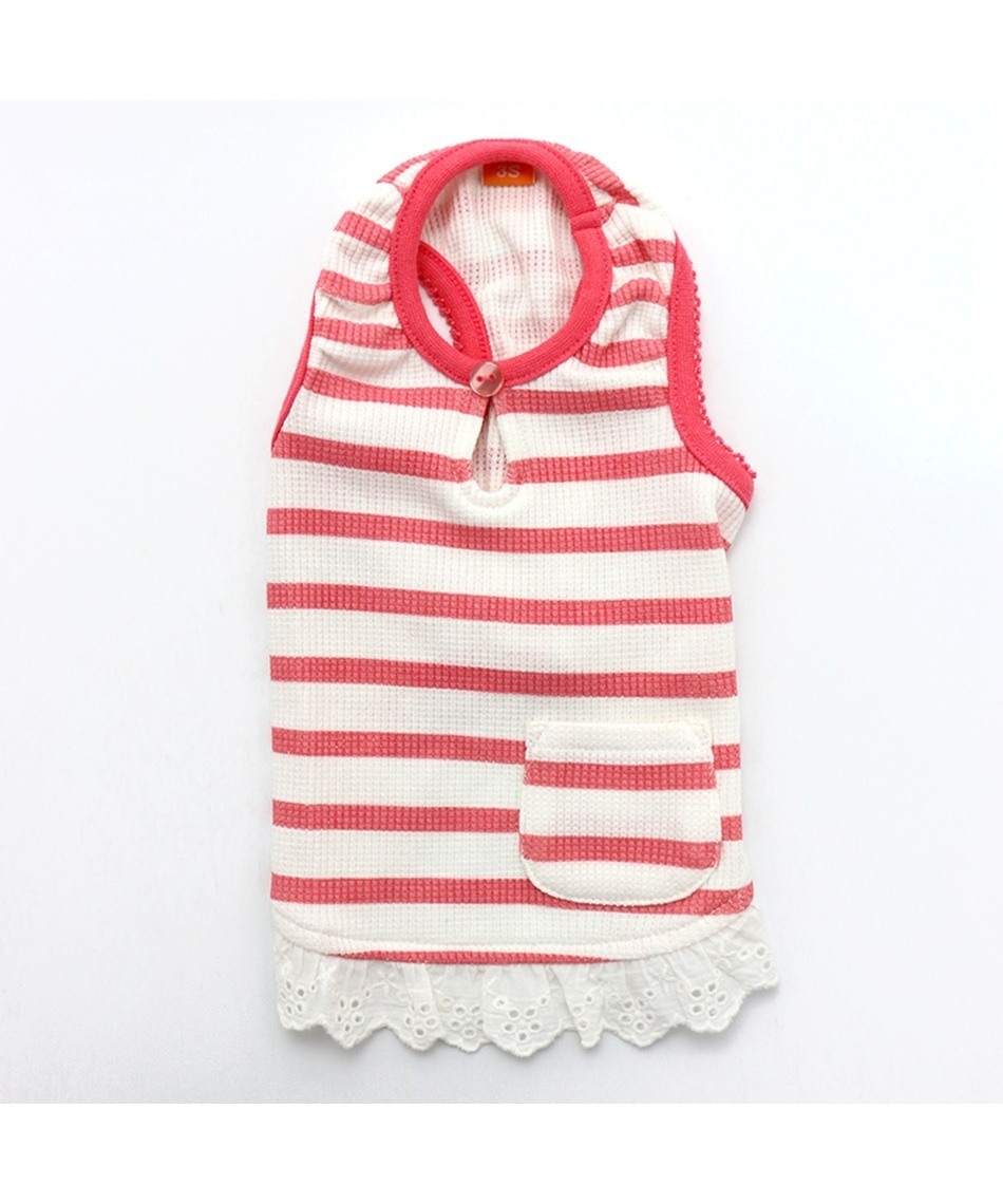 【PET PARADISE】 寵物衣服-花邊條紋 粉 3S