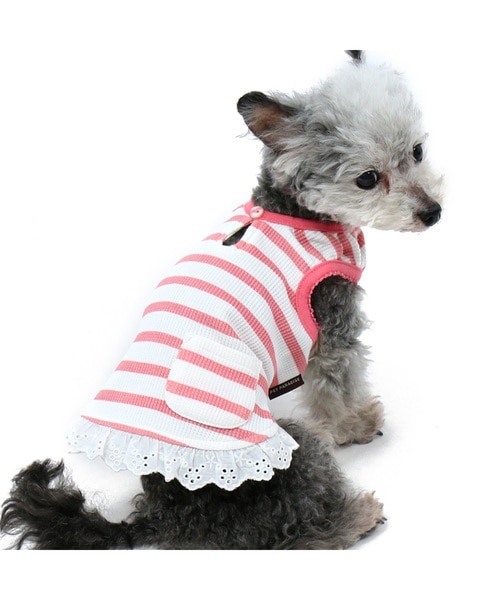 【PET PARADISE】 寵物衣服-花邊條紋 粉 SS