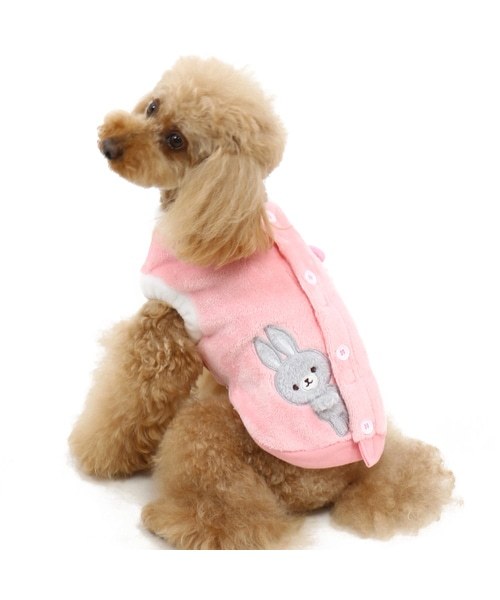 【PET PARADISE】 寵物衣服-保暖後背開背心 小兔躲 粉 3S