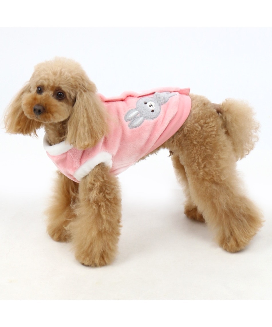 【PET PARADISE】 寵物衣服-保暖後背開背心 小兔躲 粉 3S