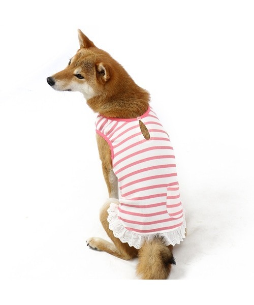 【PET PARADISE】 寵物衣服-花邊條紋 粉 SM