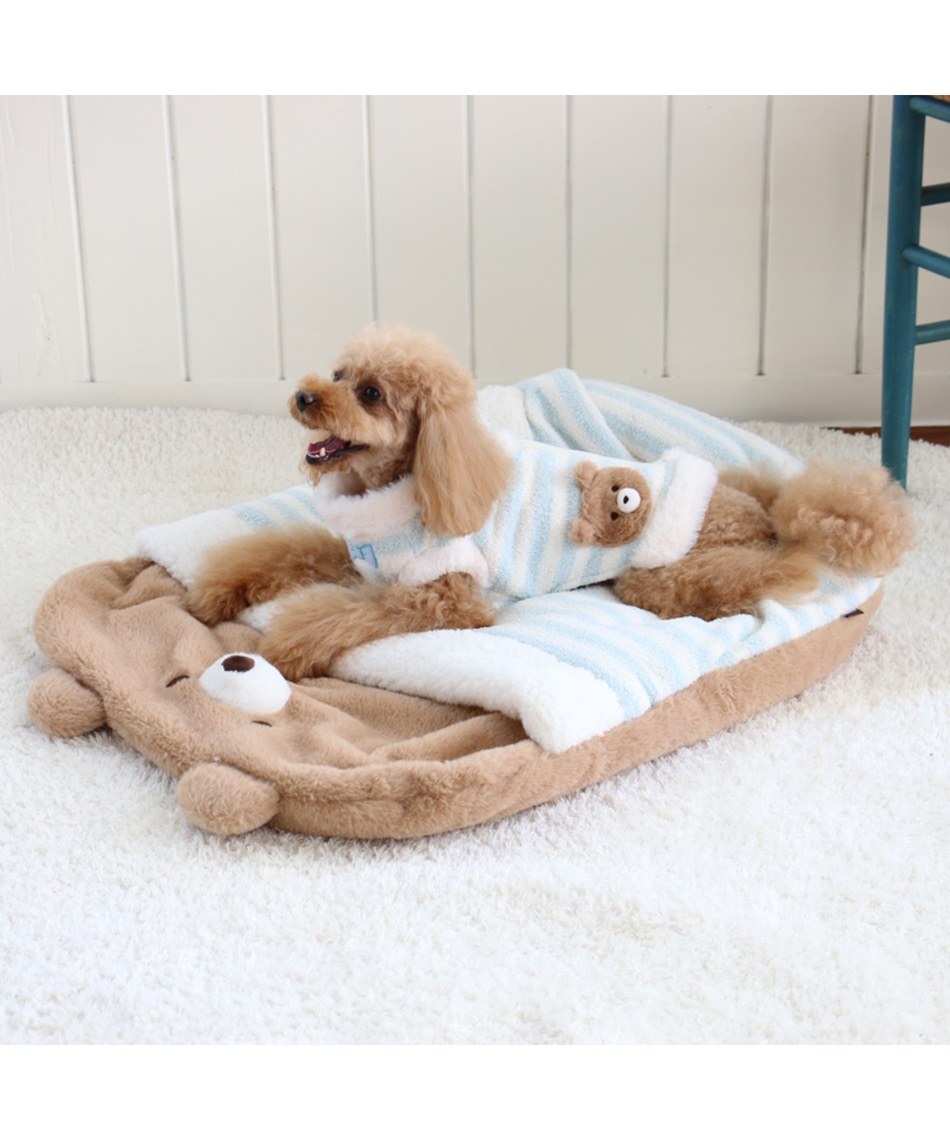 【PET PARADISE】寵物衣服-保暖後背開背心 橫條紋小熊 藍 DS、3S、4S、DSS