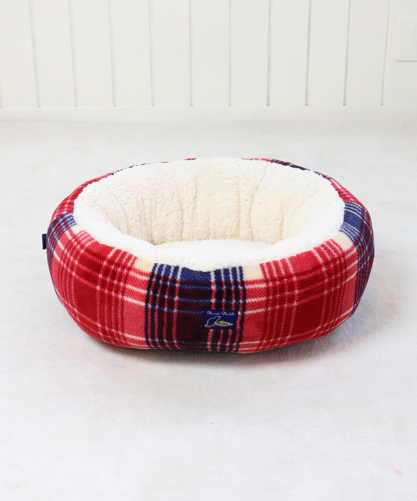 【PET PARADISE】 寵物用品-床 圓形 格紋紅藍