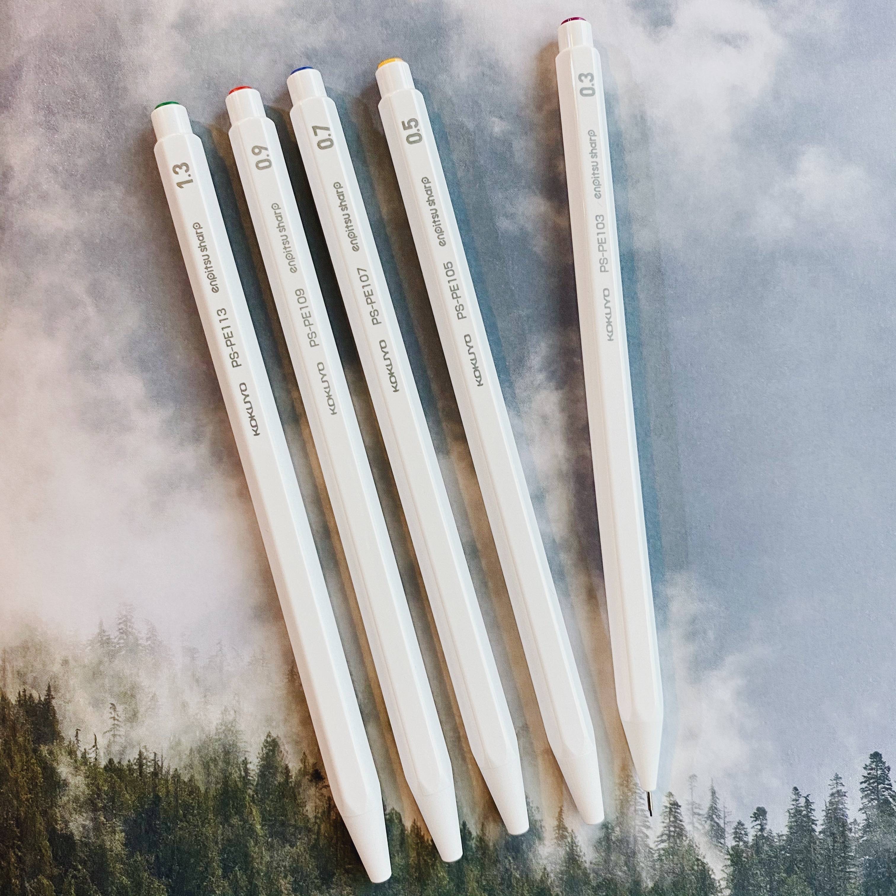 KOKUYO 六角自動鉛筆 0.3/0.5/0.7/0.9/1.3 mm 白色筆桿