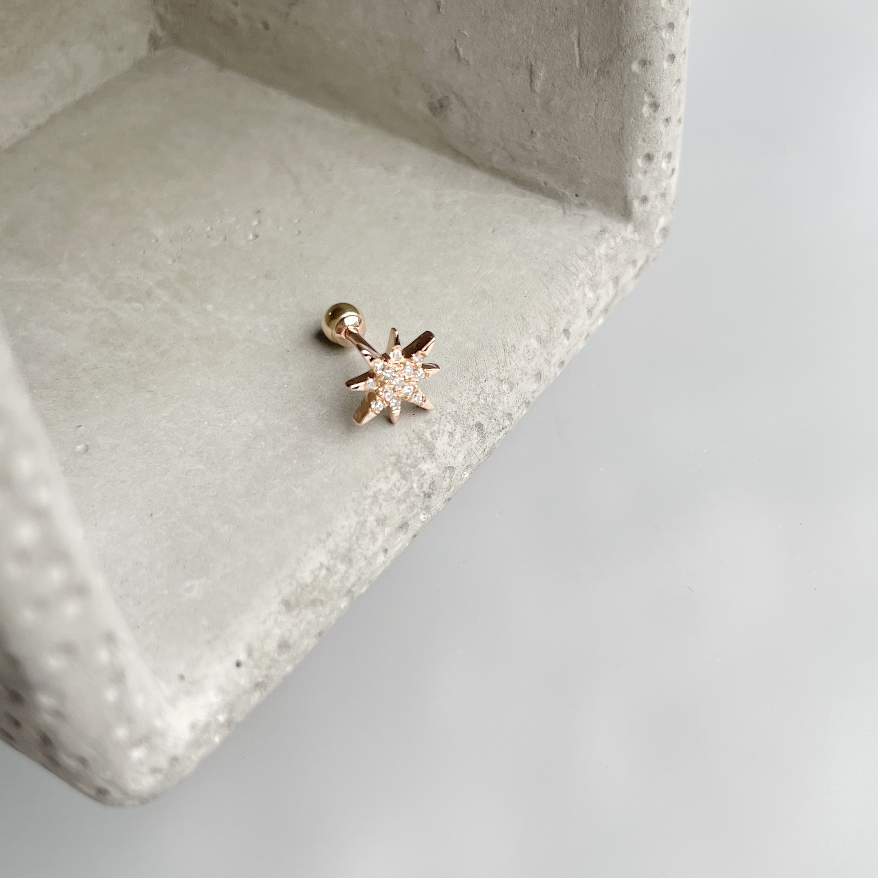 14K星芒真鑽轉珠耳環