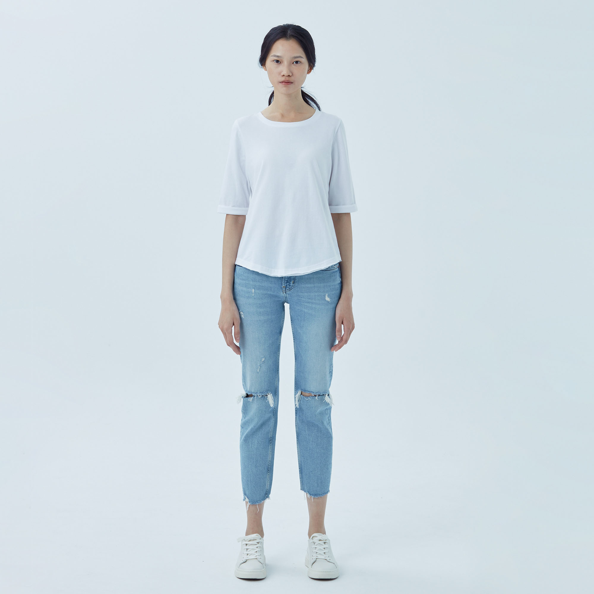 Soda 圓領反摺五分袖