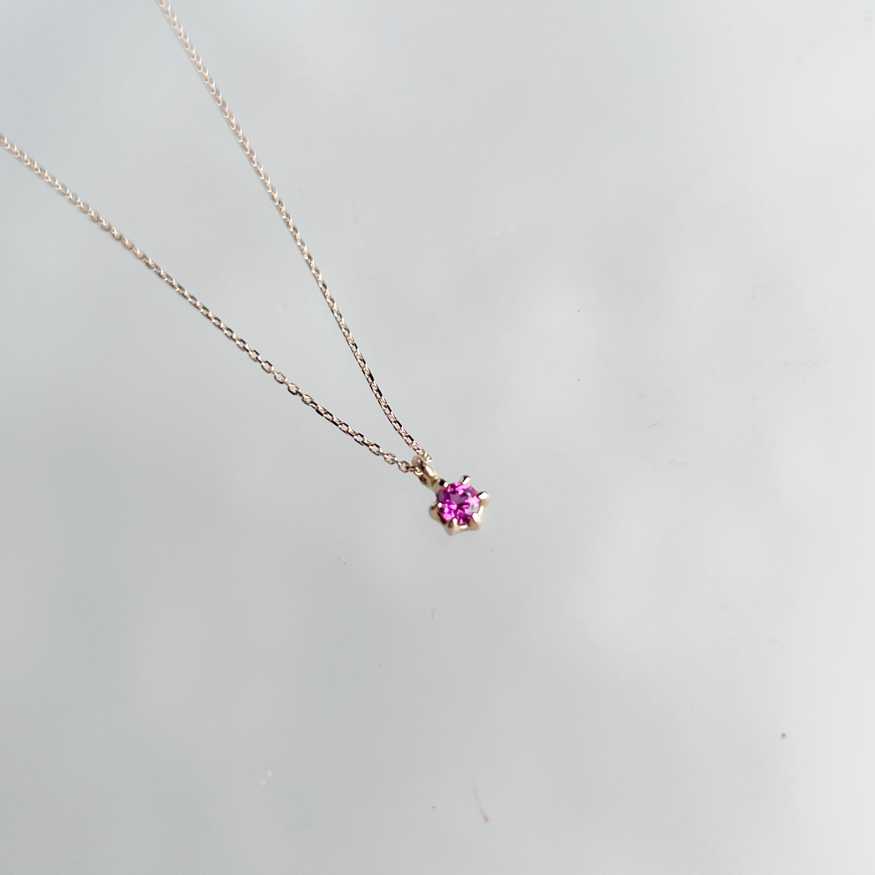14K mini六爪玫瑰石榴項鍊