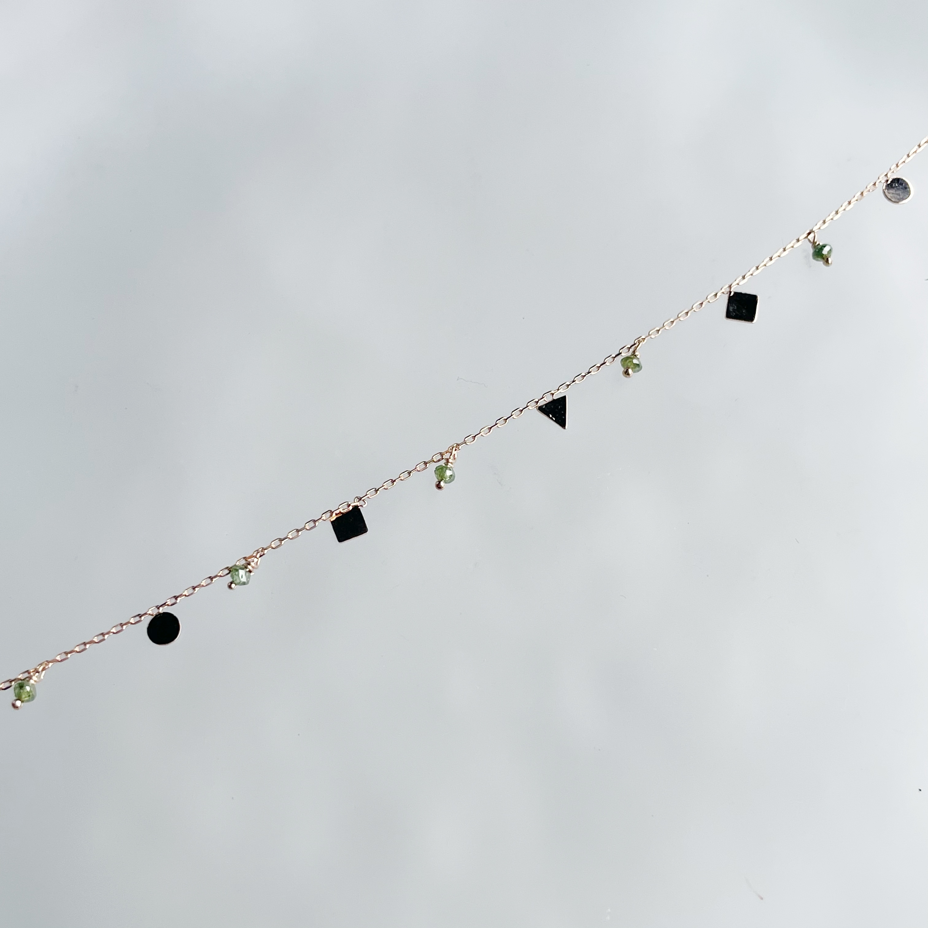 14K幾何晃晃綠鑽手鍊