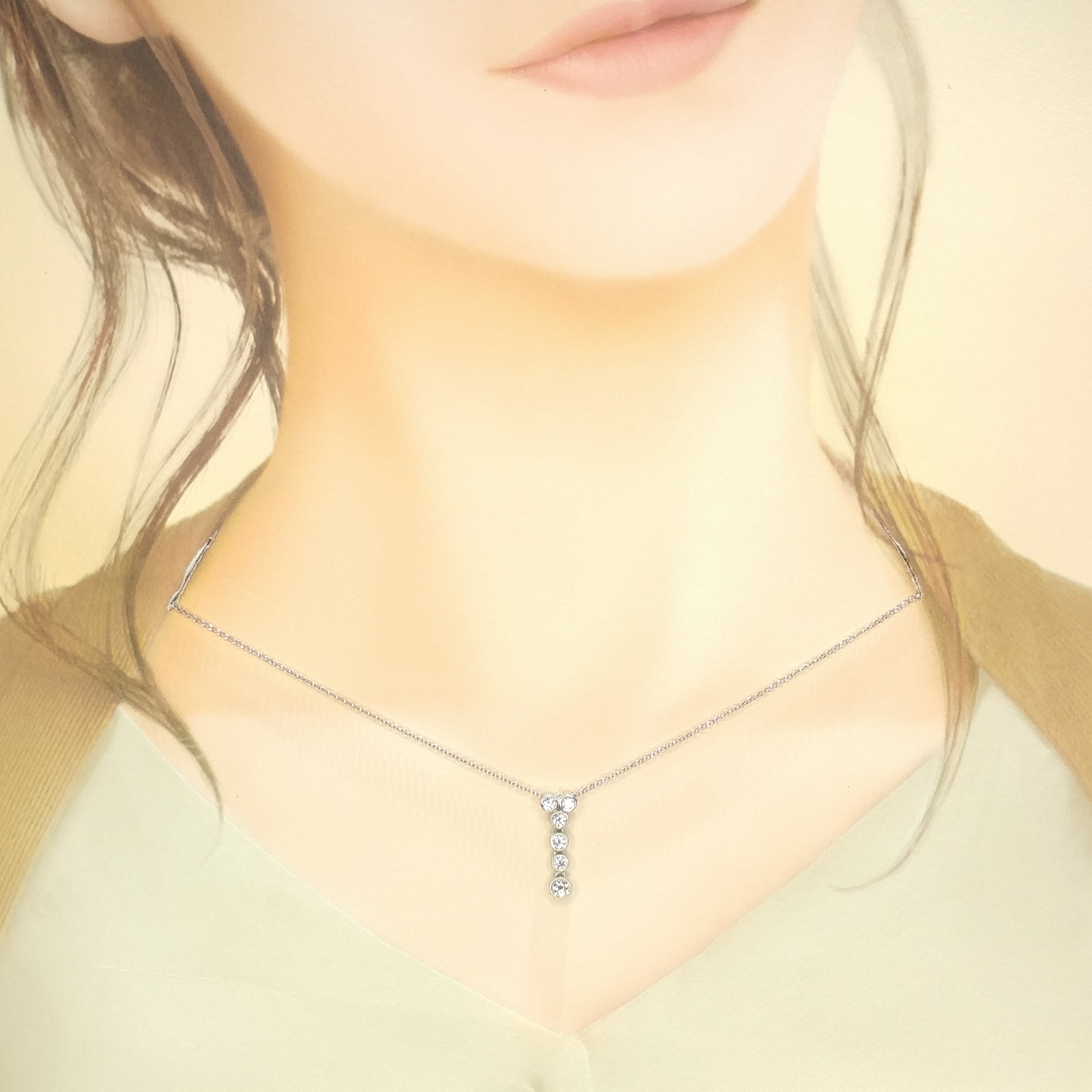 全新18K白金32份鑽石吊墜