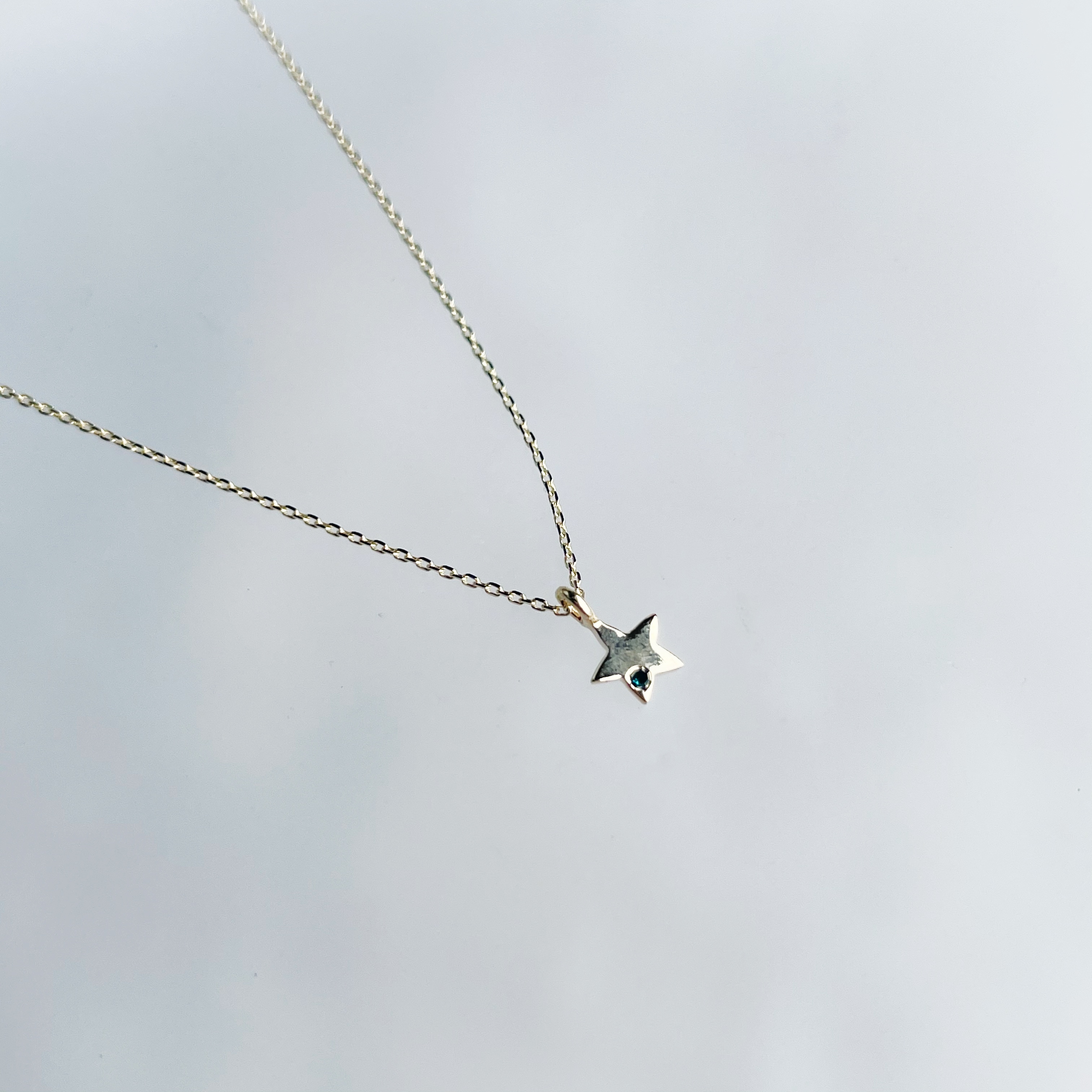 14k小星星藍鑽石鎖骨鍊