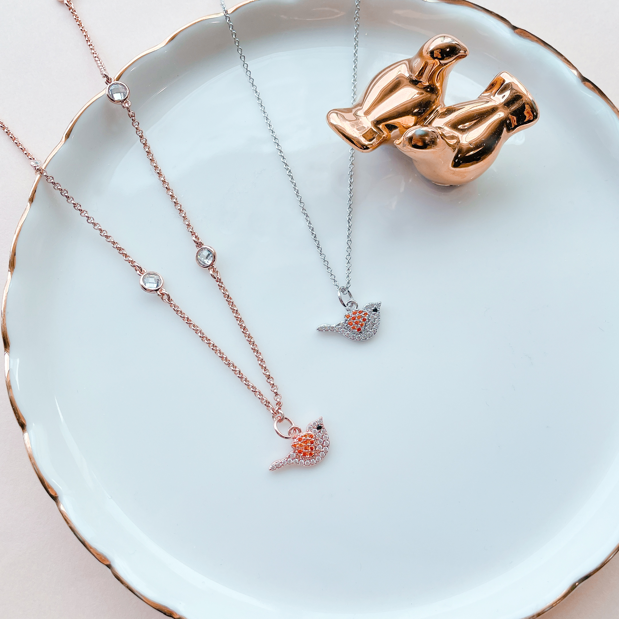 Crystal Birdie Necklace (Silver)