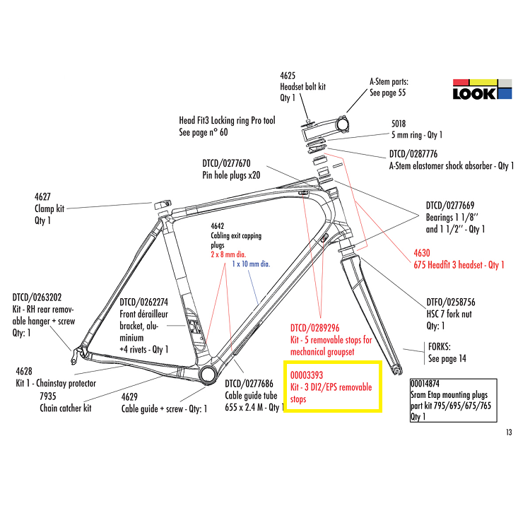 Look Parts 675/695/765 Di2/EPS Removable Stops kit #00003393