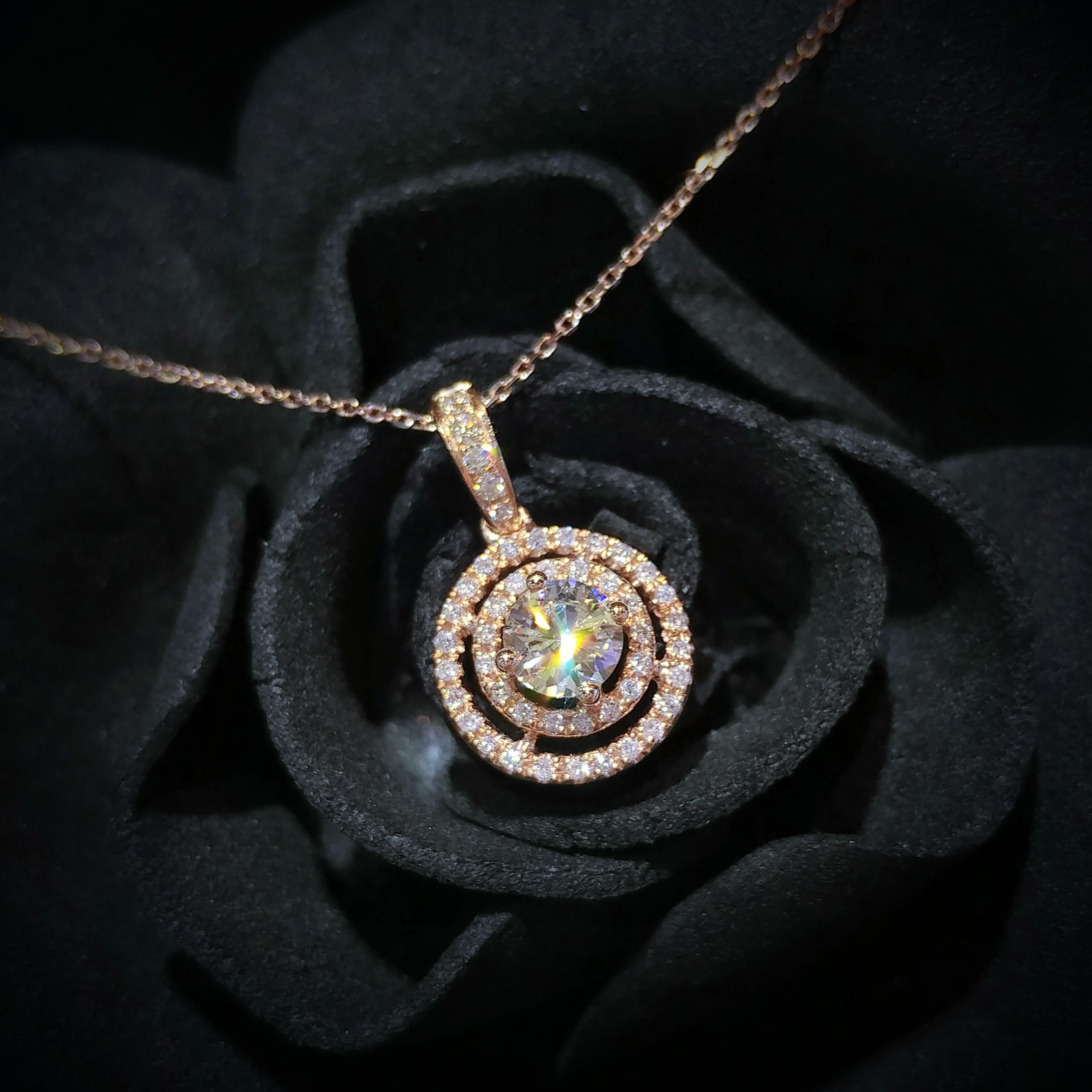 18K Rose Gold 0.56ct Diamond Pendant
